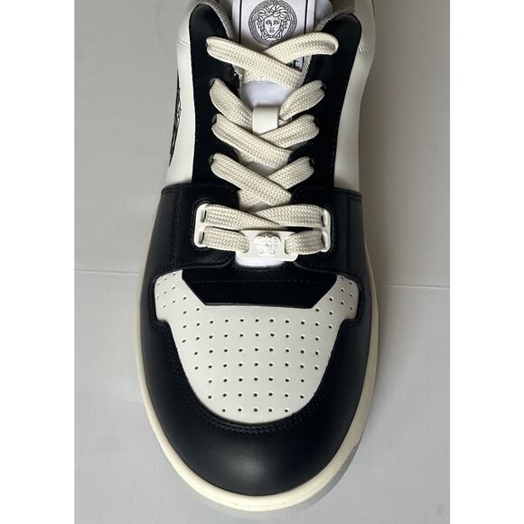 Versace Medusa Men’s Black/White Leather Sneakers 12 US (45) 1013377 IT NIB - Picture 7 of 16